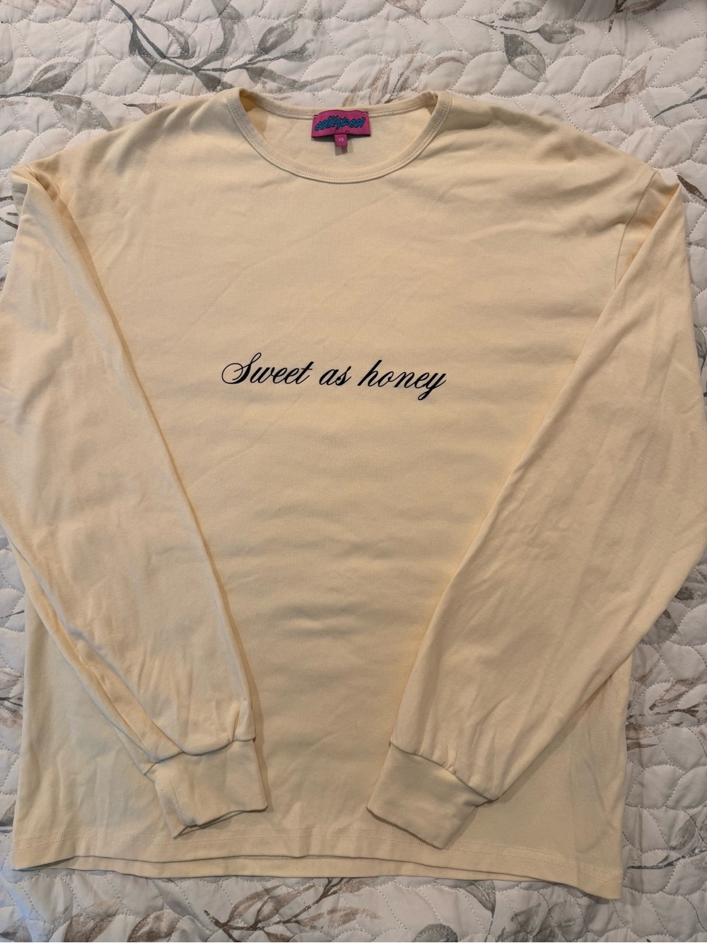 Edikted Pale Yellow 'Sweet as Honey' Long Sleeve Tee